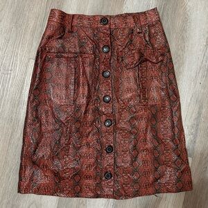 Urban Outfitters Vegan Leather A Line Mini Skirt Snake Print